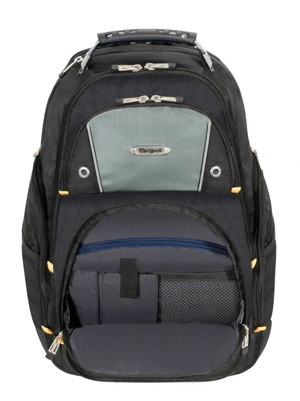 Targus Black and Gray Laptop Backpack with Yellow Accents